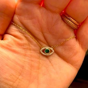 May Birthstone Evil Eye Necklace